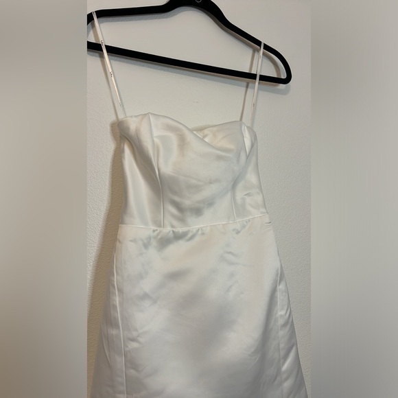 Soiree Hour White Satin Strapless Bow Mini Dress- Bridal - Picture 8 of 11